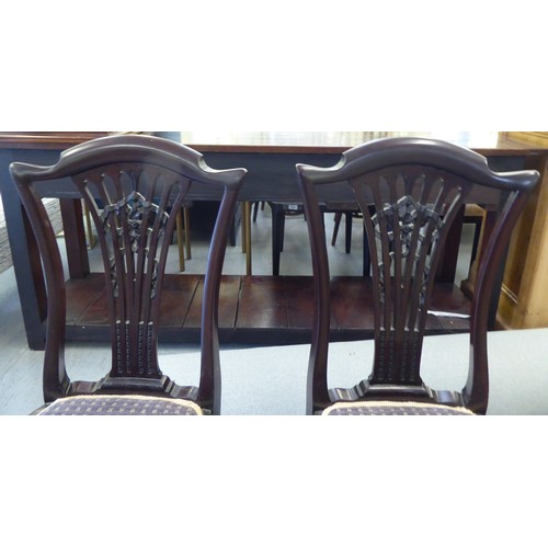 223 - Two Edwardian mahogany framed salon chairs with splat backs, raised on cabriole legs; and a mid Vict... 