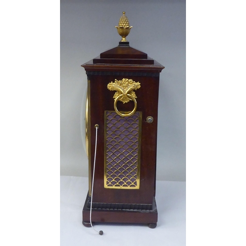 287 - A George III mahogany cased bracket clock with a stepped top, gilt metal pineapple finial and brass ... 