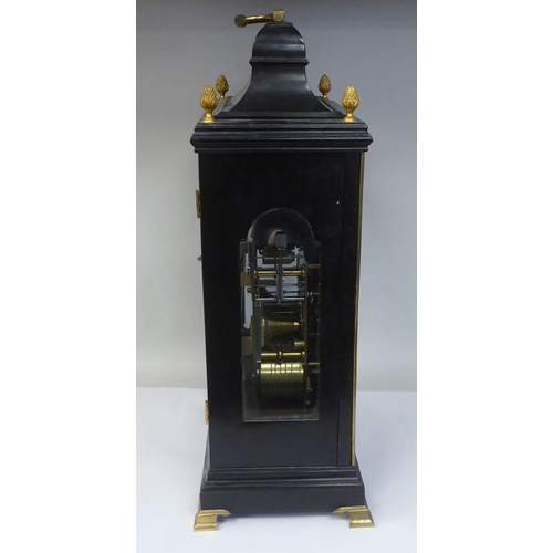 291 - A George III James Asby, London, ebonised brass mounted bracket clock with pineapple finials and a f... 