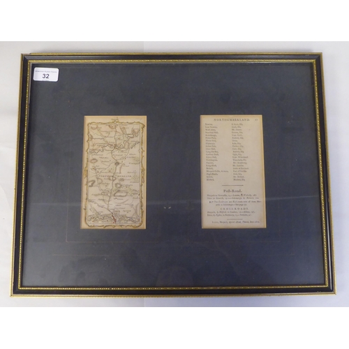 310 - A 19thC coloured road map 'Northumberland' and a schedule of locations on-route  13