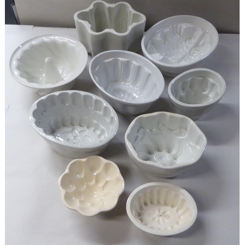 61 - 19thC & later glazed china jelly moulds  various designs & sizes