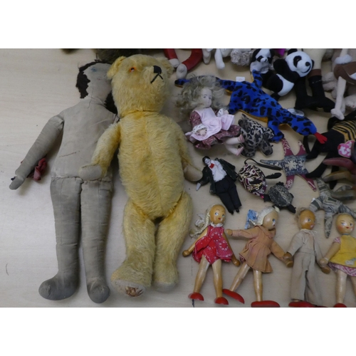 108 - Vintage and later soft toys and dolls: to include a 1930s/1940s Teddy bear with mobile limbs  18