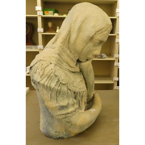 121 - A pottery half-length figure, a woman wearing a shawl  22