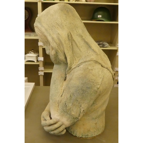 121 - A pottery half-length figure, a woman wearing a shawl  22