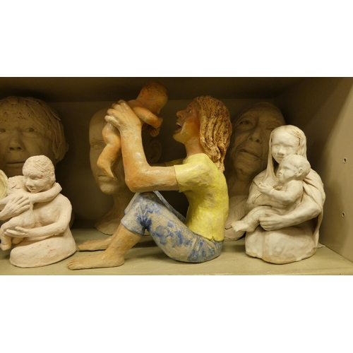 127 - Amateur pottery groups and figures  mixed subjects and sizes