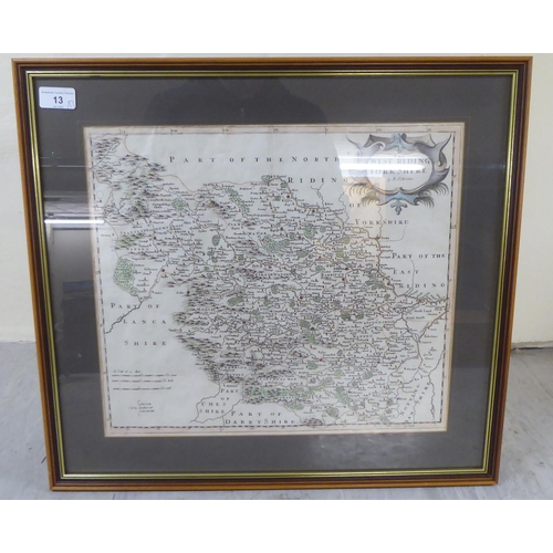 13 - A late 17thC Robert Morden coloured map 'The West Riding of Yorkshire'  14