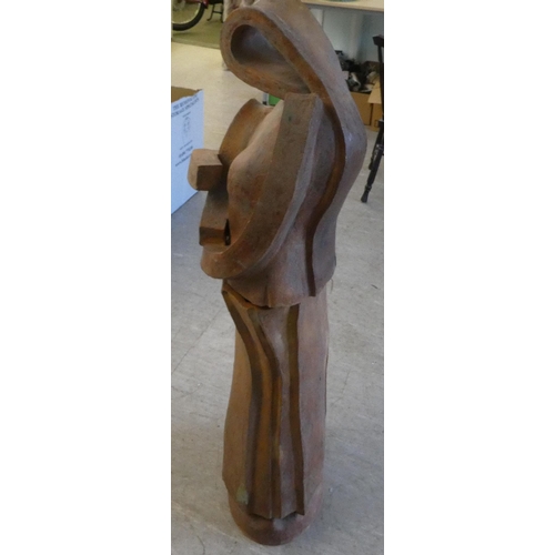 170 - A terracotta coloured pottery, three part, abstract sculpture 'Mother & Child'  45