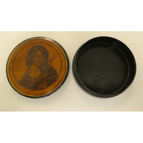 171 - Two Victorian papier mache snuff boxes, each decorated with a portrait  4