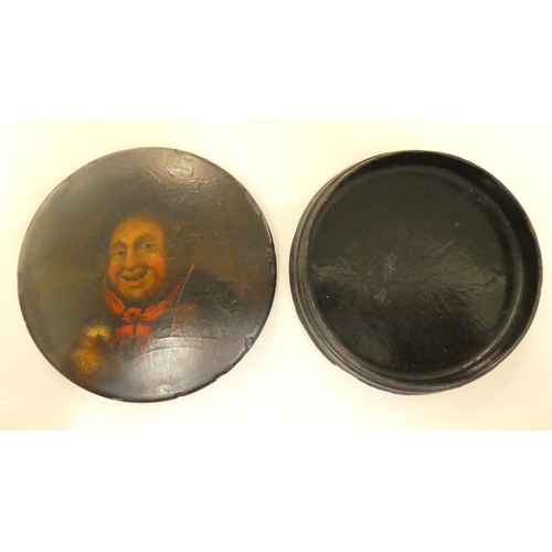 171 - Two Victorian papier mache snuff boxes, each decorated with a portrait  4