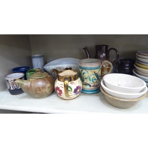 174 - Decorative ceramics: to include three studio pottery teapots, in various glazes  4