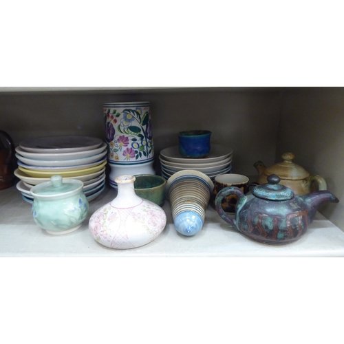 174 - Decorative ceramics: to include three studio pottery teapots, in various glazes  4