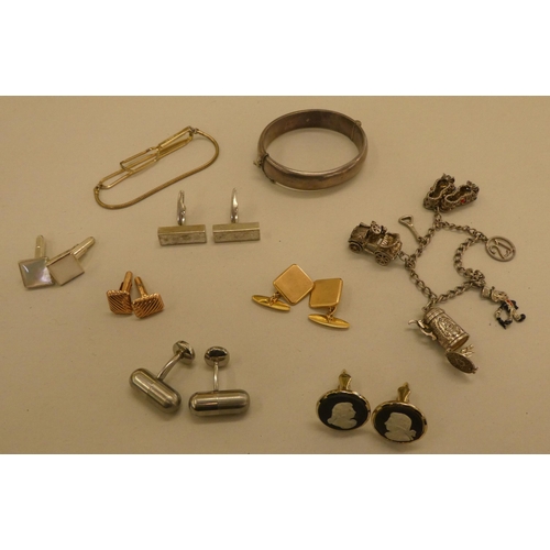 177 - Silver and yellow metal collectables: to include a pair of 9ct gold cufflinks