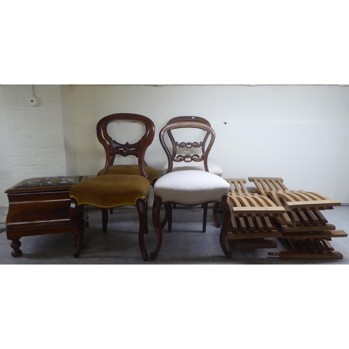 18 - Furniture: to include a pair of late Victorian mahogany framed, bar and balloon back dining chairs