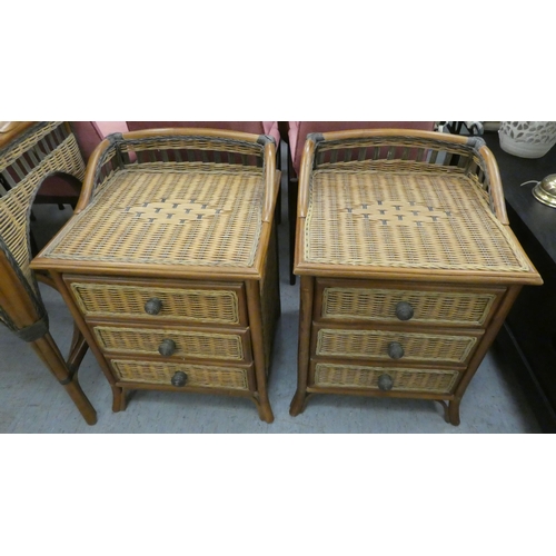 20 - A modern caned, bamboo effect bedroom suite, comprising a single drawer dressing table  34