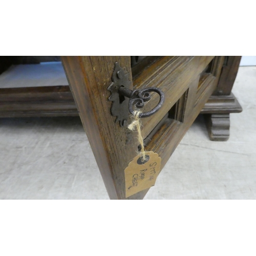 202 - A modern traditional Old English style oak sideboard with two frieze drawers, over two panelled door... 