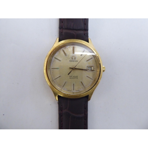 208 - An Omega DeVille gold plated and stainless steel cased wristwatch, the quartz movement faced by a ba... 