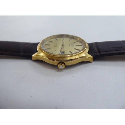 208 - An Omega DeVille gold plated and stainless steel cased wristwatch, the quartz movement faced by a ba... 