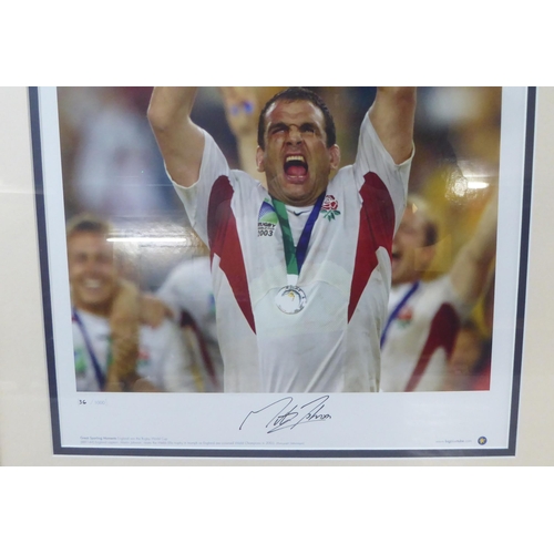 21 - 2003 Rugby World Cup, comprising a picture of Martin Johnson  bearing a signature; a match programme... 