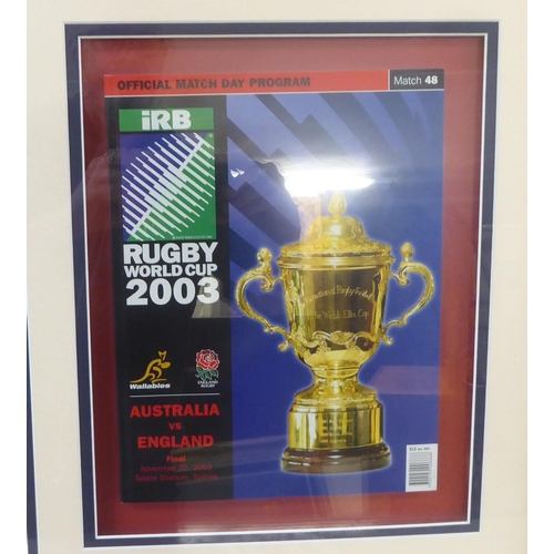 21 - 2003 Rugby World Cup, comprising a picture of Martin Johnson  bearing a signature; a match programme... 