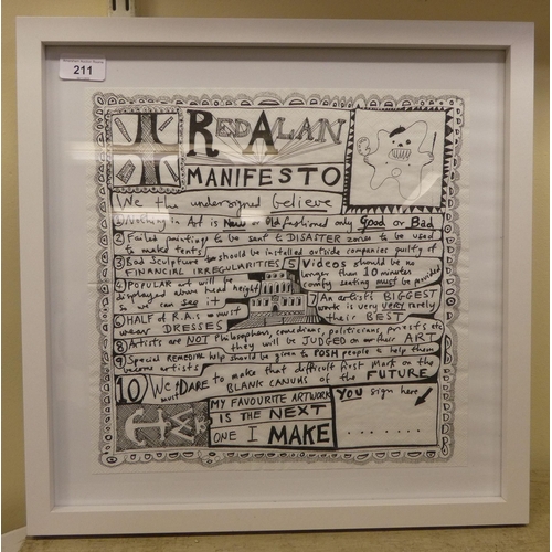 211 - After Grayson Perry - 'Red Alan Manifesto'  print on napkin  13