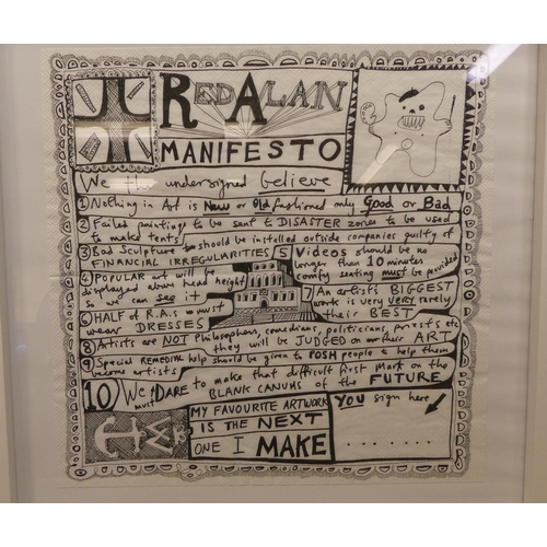 211 - After Grayson Perry - 'Red Alan Manifesto'  print on napkin  13