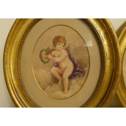 225 - Three late 19thC studies - cherubs  watercolours  5