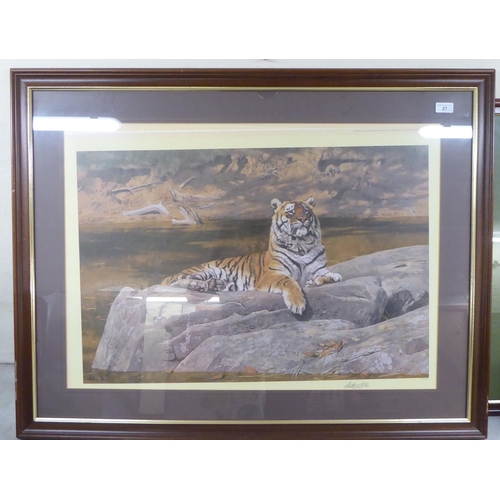 27 - After David Shepherd - two studies of tigers  prints  bearing pencil signatures  26