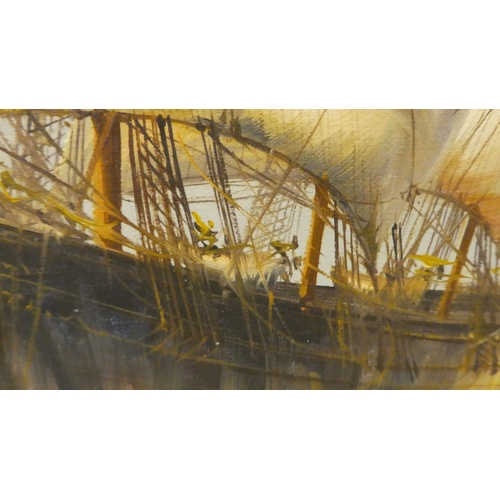 271 - Ambrose - a galleon on choppy seas  oil on canvas  bears a signature  23