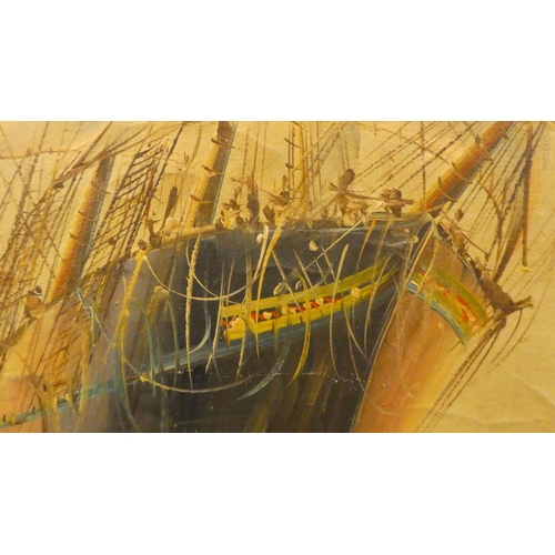 272 - Ambrose - a galleon on choppy seas  oil on canvas  bears a signature  23