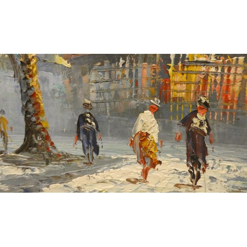 274 - Burnett - a Parisian street scene  oil on canvas  bears a signature  19