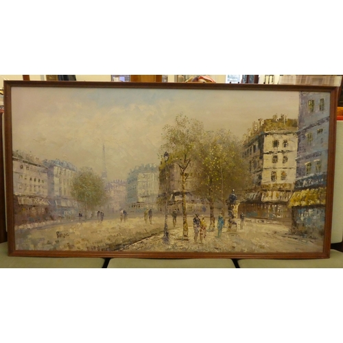 275 - Burnett - a Parisian street scene  oil on board  bears a signature  24