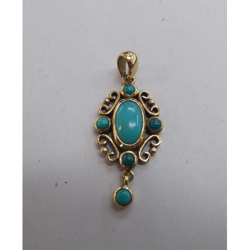 288 - 9ct gold jewellery: to include a pendant, set with turquoise