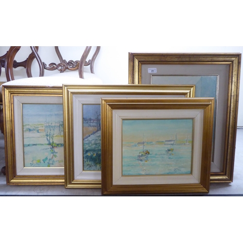 29 - Four framed works by Fausto Govani - mainly landscapes  mixed media on board  bearing signatures  la... 