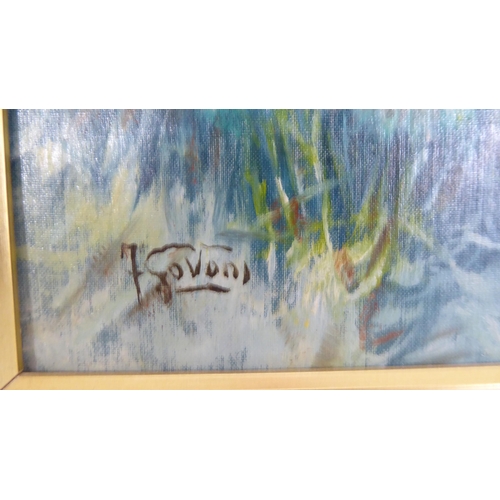 29 - Four framed works by Fausto Govani - mainly landscapes  mixed media on board  bearing signatures  la... 