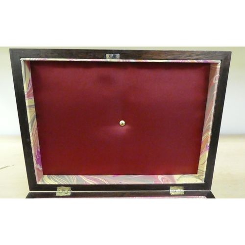 299 - A late Victorian mother-of-pearl inlaid rosewood workbox, the hinged lid enclosing a removable tray&... 