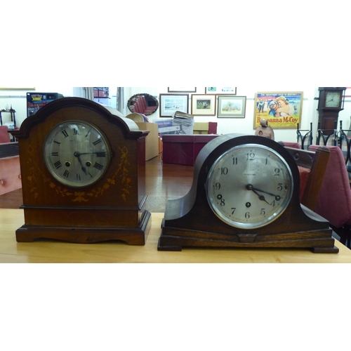 318 - An Edwardian mahogany cased John Elkan Ltd mantel clock, faced by a Roman dial  11