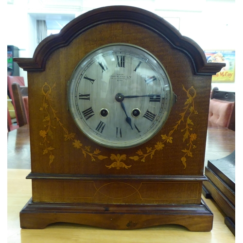 318 - An Edwardian mahogany cased John Elkan Ltd mantel clock, faced by a Roman dial  11