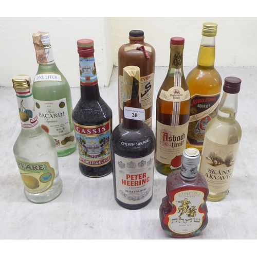 39 - Alcoholic beverages: to include a bottle of Bacardi; and a bottle of Cherry liqueur 