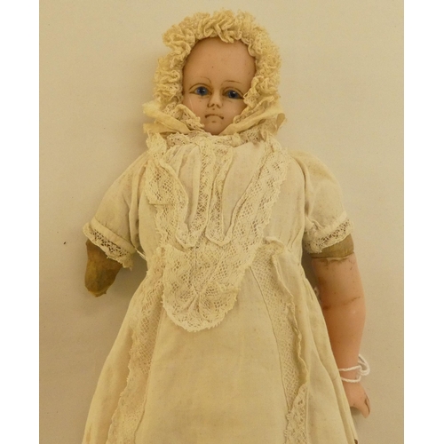 4 - Two late 19thC wax head dolls, each with a fabric body and partial limbs  14