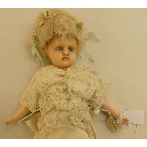 4 - Two late 19thC wax head dolls, each with a fabric body and partial limbs  14