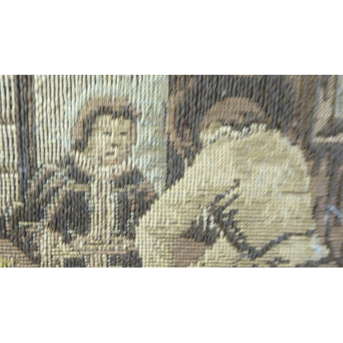 44 - A 20thC machine made 18thC inspired tapestry, a period interior scene  21