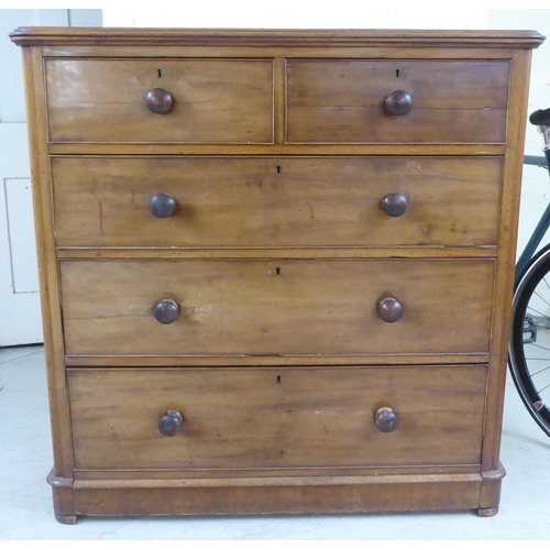 46 - A late Victorian mahogany five drawer dressing chest, on a bracket plinth  44