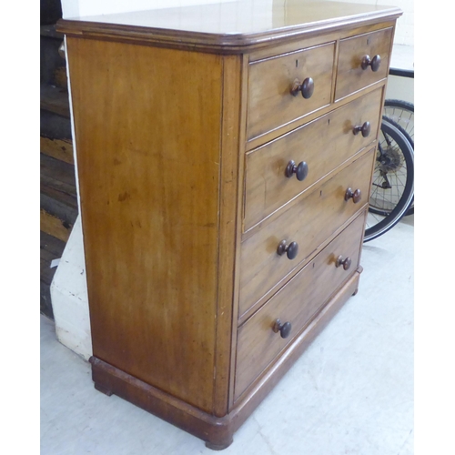 46 - A late Victorian mahogany five drawer dressing chest, on a bracket plinth  44