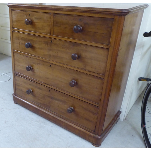 46 - A late Victorian mahogany five drawer dressing chest, on a bracket plinth  44