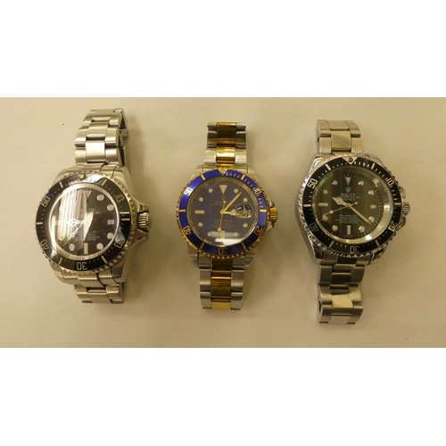 86 - Three stainless steel cased and strapped wristwatches