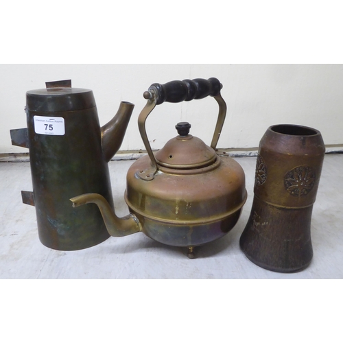 75 - Early/mid 20thC functional metalware: to include a brass vase  8