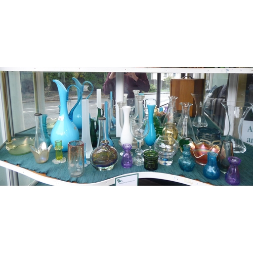 92 - Functional items: to include a ewer; coloured and clear art glass; and decorative ceramics