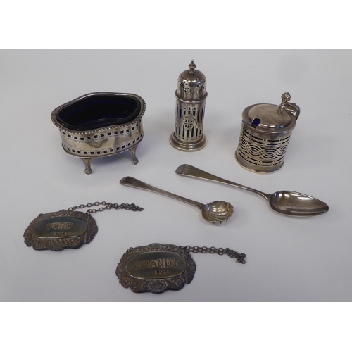 94 - Silver collectables: to include decanter labels; and a sugar basin  mixed marks