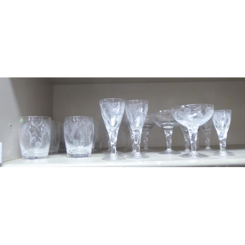 264 - A suite of Stuart crystal Richelieu Hop & Barley pattern glassware 