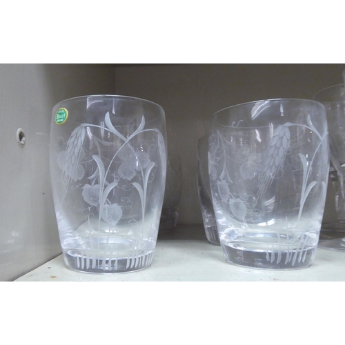 264 - A suite of Stuart crystal Richelieu Hop & Barley pattern glassware 